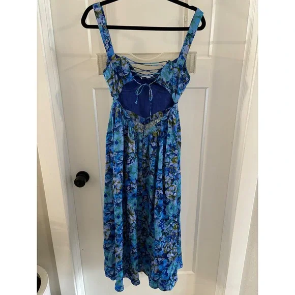 for love and lemons blue midi dress FOR LOVE & LEMONS Georgia Gingham Midi Dress In Blue main image 1